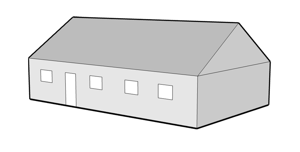 En tegning af et parcelhus til hustypen siden.